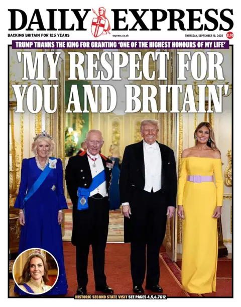 "'My respect for you and Britain'" reads the headline on the front page of the Daily Express.