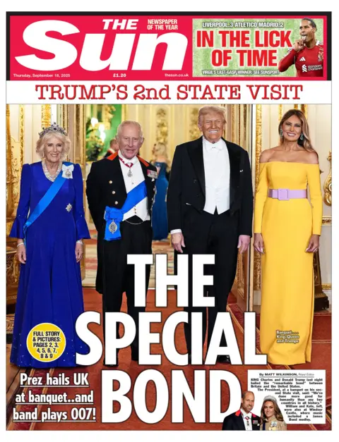 "The special bond" reads the headline on the front page of The Sun.