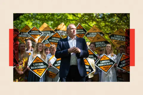 James Manning/PA Wire Liberal Democrat Leader Sir Ed Davey speaks in Grove Park