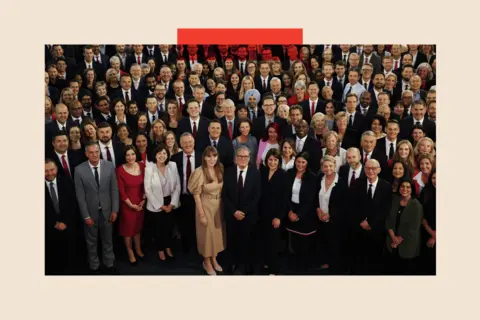 Getty Images Sir Keir Starmer stands with Labour MPs