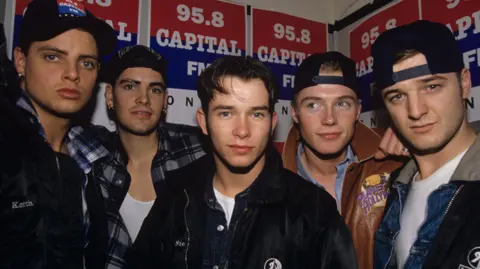 Getty Images A young Boyzone pictured together ahead of the Capital Radio Christmas Party in 1994