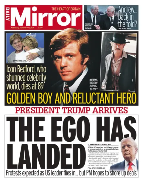 BBC "The ego has landed" reads the headline on the front page of the Daily Mirror.