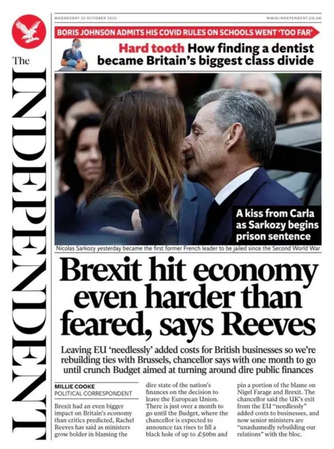 "Britain hit even harder than feared, says Reeves" reads the headline on the front page of The Independent.