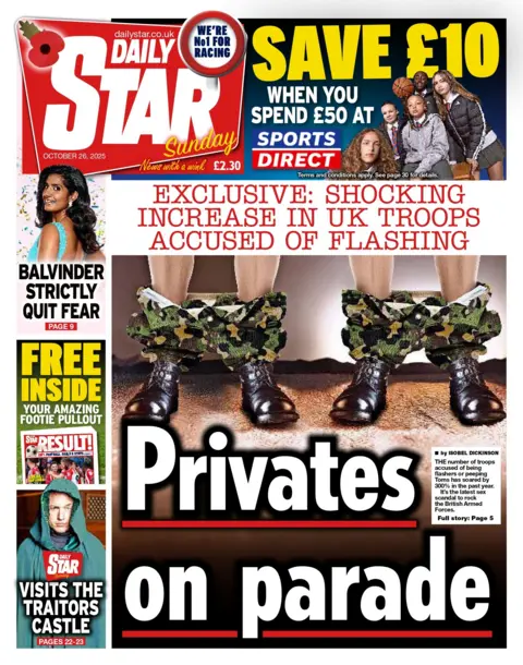 The headline on the front page of the Daily Star reads: "Privates on parade". 