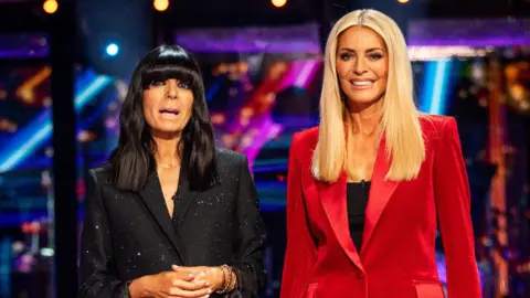 BBC/PA Claudia Winkleman (left) and Tess Daly during their appearance on the live show of Saturday's Strictly Come Dancing show on BBC1. 