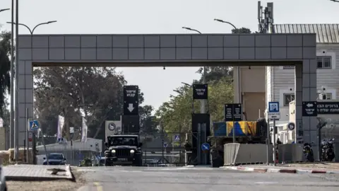 Anadolu via Getty Images File photo showing the entrance to Sde Teiman military base in the Negev desert, southern Israel (10 January 2025) 
