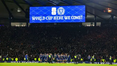 SNS Scotland celebrating at Hampden.
