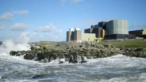 Getty Images Waves crashing near the Wylfa nuclear power station in northern Anglesey