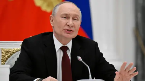 EPA Russian President Vladimir Putin speaks at a press conference. 