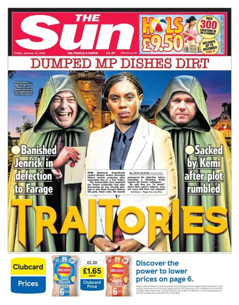 The headline on the front page of the Sun reads: "Traitories."