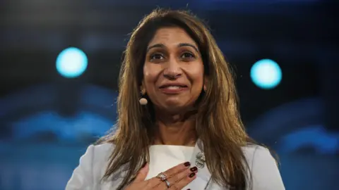 Reuters Suella Braverman at a Reform UK rally