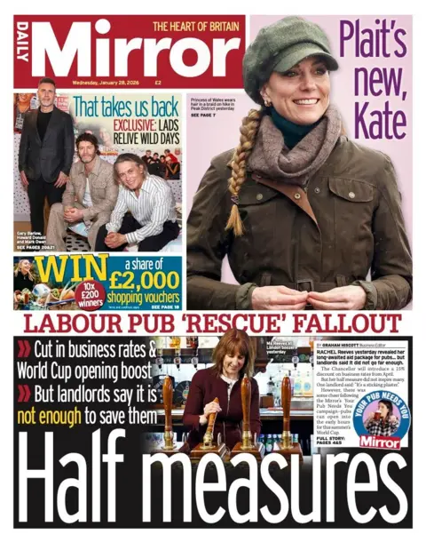 The headline on the front page of the Mirror reads: “Half measures”.