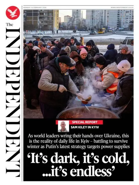 The headline of the Indepedent reads: "'It's dark, it's cold ... it's endless'."